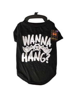 Buttons and Bones Dog Size Large Halloween "Wanna Hang?" Graphic T-Shirt